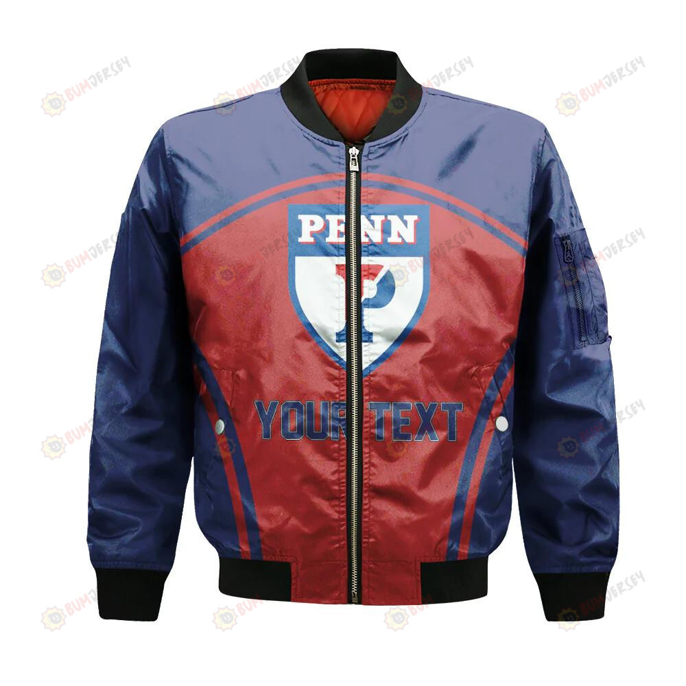 Penn Quakers Bomber Jacket 3D Printed Custom Text And Number Curve Style Sport