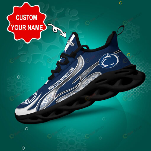 Penn State Nittany Lions Logo Text Pattern Custom Name 3D Max Soul Sneaker Shoes