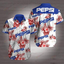 Pepsi Drink Blue White Curved Hawaiian Shirt