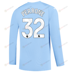 Perrone 32 Manchester City 2023/24 Long Sleeve Home Jersey - Sky Blue