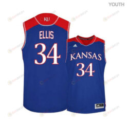 Perry Ellis 34 Kansas Jayhawks Basketball Youth Jersey - Blue