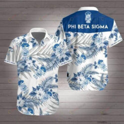 Phi Beta Sigma White Blue Short Sleeve Curved Hawaiian Shirt Summer