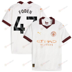 Phil Foden 47 Manchester City 2023/24 Away YOUTH Jersey - White
