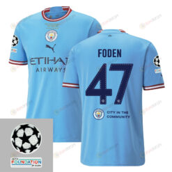 Phil Foden 47 Manchester City UEFA 2023 Final Match Details Patch Badge - Home Jersey