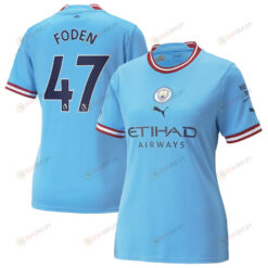 Phil Foden 47 Manchester City Women 2022/23 Home Player Jersey - Sky Blue