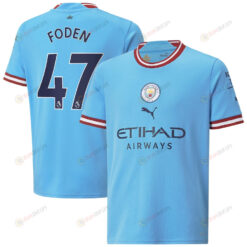 Phil Foden 47 Manchester City Youth 2022/23 Home Player Jersey - Sky Blue