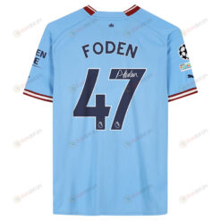 Phil Foden 47 Signed Manchester City 2022/23 Home Men Jersey - Blue