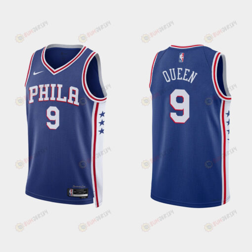 Philadelphia 76ers 9 Trevelin Queen 2022-23 Icon Edition Royal Men Jersey