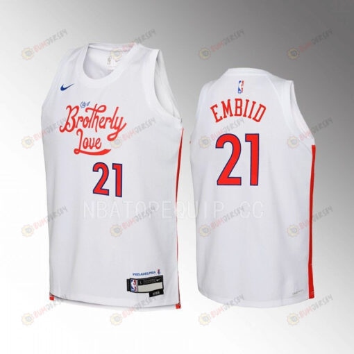 Philadelphia 76ers Joel Embiid 21 City Edition White Youth Jersey Swingman