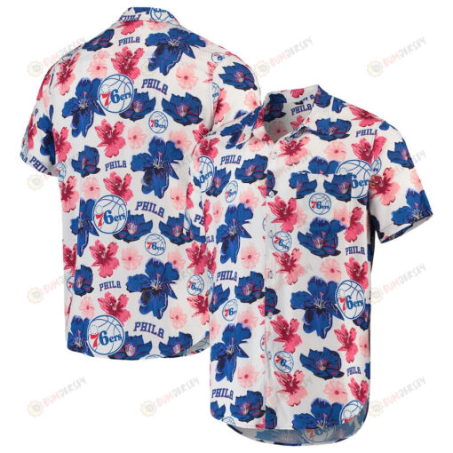 Philadelphia 76ers White Floral Button-Up Hawaiian Shirt