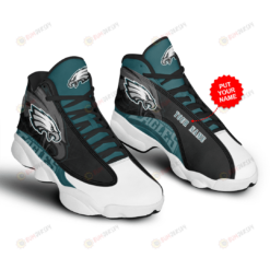 Philadelphia Eagles Air Jordan 13 Personalized Sneaker Shoes In Black Teal