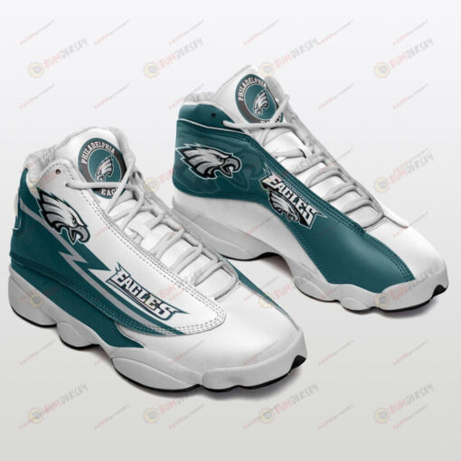 Philadelphia Eagles Air Jordan 13 Shoes Sneakers In Turquoise And White