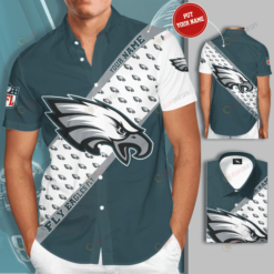 Philadelphia Eagles Big Logo Custom Name Curved Hawaiian Shirt