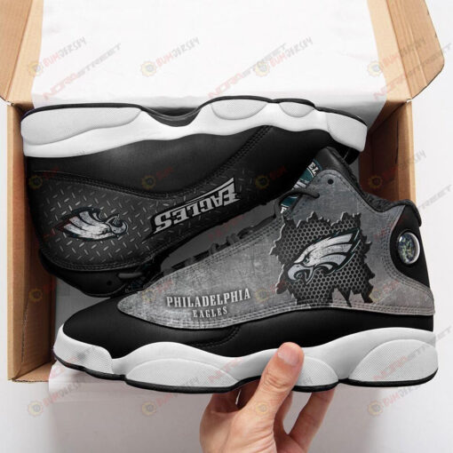 Philadelphia Eagles Black Grey Air Jordan 13 Sneakers Sport Shoes