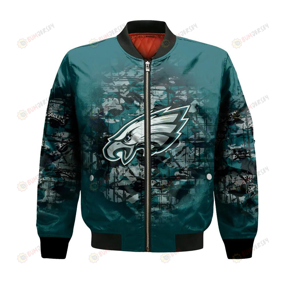 Philadelphia Eagles Bomber Jacket 3D Printed Camouflage Vintage