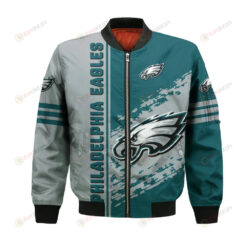 Philadelphia Eagles Bomber Jacket 3D Printed Logo Pattern In Team Colours