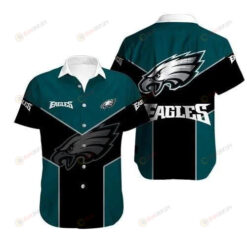 Philadelphia Eagles Curved Hawaiian Shirt In Black And Green