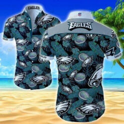 Philadelphia Eagles Curved Hawaiian Shirt In Green