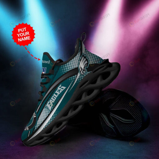 Philadelphia Eagles Curved Stripe Custom Name 3D Max Soul Sneaker Shoes