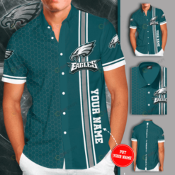 Philadelphia Eagles Custom Name Curved Hawaiian Shirt With Vertical Stripe