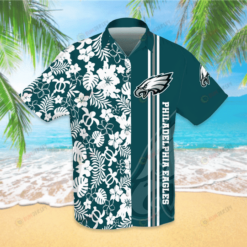 Philadelphia Eagles Hawaiian Shirt With Floral And Leaves Pattern