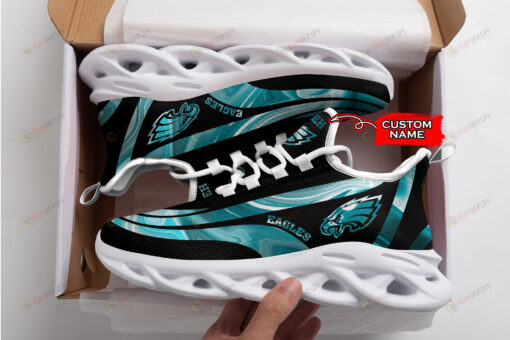 Philadelphia Eagles Logo Color Stripe Pattern Custom Name 3D Max Soul Sneaker Shoes