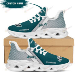 Philadelphia Eagles Logo Custom Name Pattern 3D Max Soul Sneaker Shoes In Green And Gray