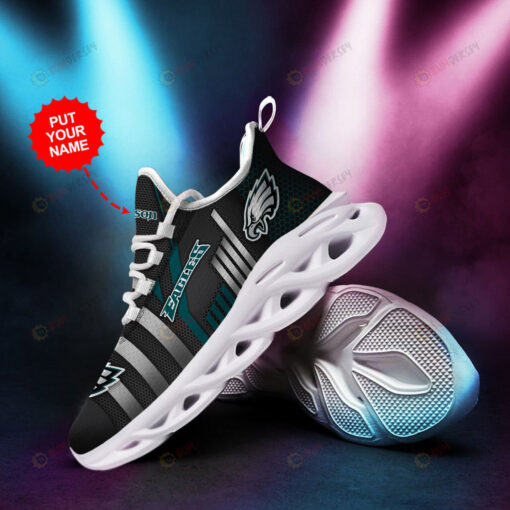 Philadelphia Eagles Logo Custom Name Stripe 3D Max Soul Sneaker Shoes