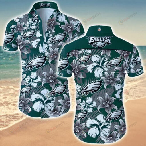 Philadelphia Eagles Logo Floral And Leave Hawaiian Shirt