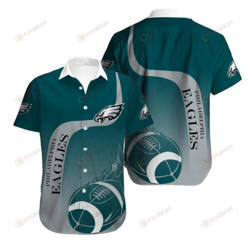 Philadelphia Eagles Logo Grey And Green Fireball Heat Hawaiian Shirt