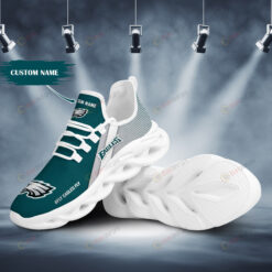 Philadelphia Eagles Logo Pattern Custom Name 3D Max Soul Sneaker Shoes In Midnight Green Gray