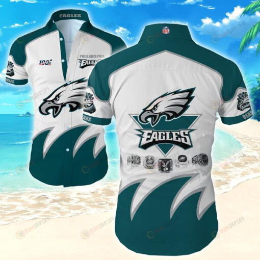 Philadelphia Eagles Logo White And Green Hawaiian Shirt