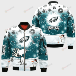 Philadelphia Eagles Logo & Snoopy Pattern Bomber Jacket
