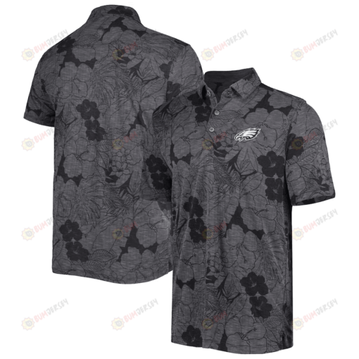 Philadelphia Eagles Men Polo Shirt Floral Flowers Pattern Printed - Black