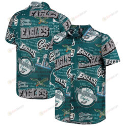 Philadelphia Eagles Midnight Green Thematic Button-Up Hawaiian Shirt