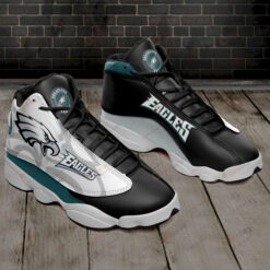 Philadelphia Eagles Pattern Air Jordan 13 Shoes Sneakers In Black And White