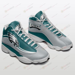 Philadelphia Eagles Pattern Air Jordan 13 Shoes Sneakers In Gray And Turquoise