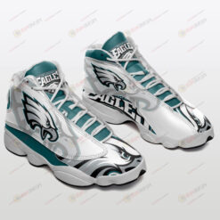 Philadelphia Eagles Pattern Air Jordan 13 Shoes Sneakers In Turquoise And White
