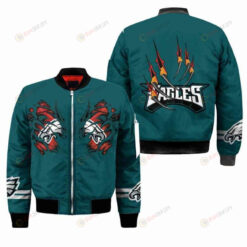Philadelphia Eagles Pattern Bomber Jacket - Teal Color