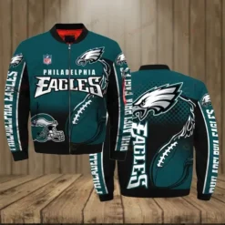 Philadelphia Eagles Pattern Bomber Jacket - Teal Color