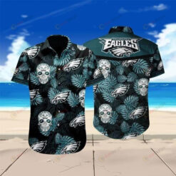 Philadelphia Eagles Skull Football Curved Hawaiian Shirt