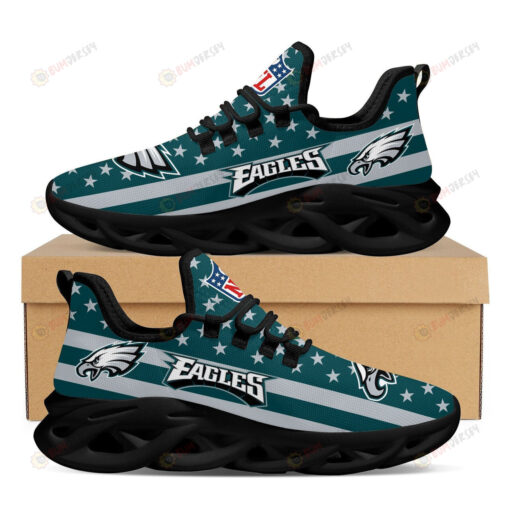 Philadelphia Eagles Star Pattern 3D Max Soul Sneaker Shoes In Teal