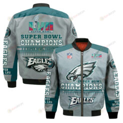 Philadelphia Eagles Super Bowl 2nd Champions Gray Green Bomber Jacket