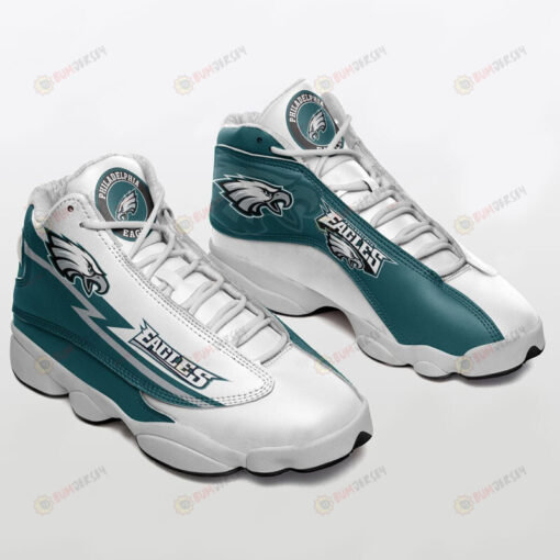 Philadelphia Eagles Team Air Jordan 13 Sneaker Shoes In White Teal