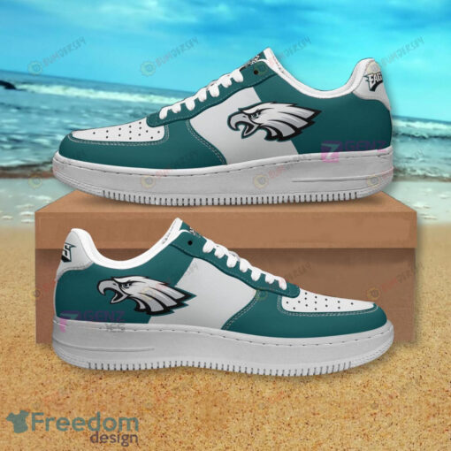 Philadelphia Eagles Team Logo Air Force 1 Shoes Sneaker In Green/White