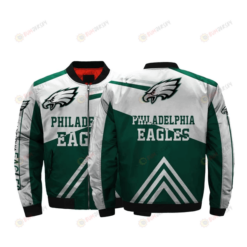 Philadelphia Eagles Team Logo Pattern Bomber Jacket - Green