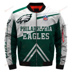 Philadelphia Eagles Team Logo Pattern Bomber Jacket - Green And White