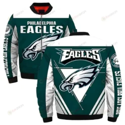 Philadelphia Eagles Team Logo Pattern Bomber Jacket - Teal Color