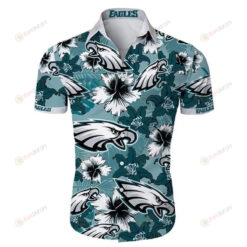 Philadelphia Eagles Tropical Flower Curved Hawaiian Shirt