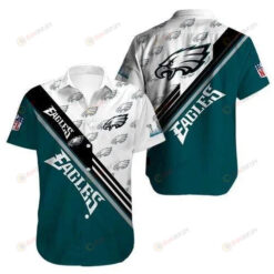 Philadelphia Eagles White Green Short Sleeve Curved Hawaiian Shirt